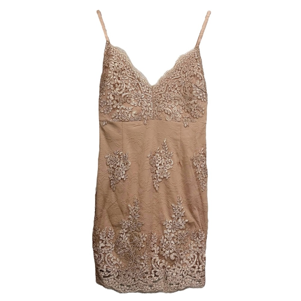 Forever 21 Nude Lace Mesh Mini Dress Small NWT